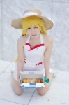 bakemonogatari blonde_hair cosplay donut dress oshino_shinobu reco straw_hat rating:Safe score:0 user:nil!