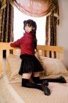bed blouse cosplay fate/series fate/stay_night hair_ribbons inui_youko miniskirt pleated_skirt skirt thighhighs tohsaka_rin twintails rating:Safe score:0 user:nil!