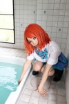 blouse cosplay higurashi_ran kneesocks love_live!_school_idol_project m_vol.1 nishikino_maki pleated_skirt pool red_hair school_uniform skirt wet rating:Safe score:1 user:nil!