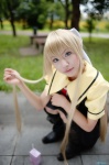 air blonde_hair boots cosplay dress hairbow ibara kamio_misuzu kneehighs school_uniform rating:Safe score:0 user:nil!