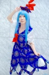 blouse blue_hair cosplay hat jumper kamishirasawa_keine maropapi skirt skirt_lift touhou rating:Safe score:0 user:nil!