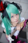 aqua_hair cosplay dress guitar hair_ribbons hasui_yuuri hatsune_miku thighhighs twintails vocaloid world_is_mine_(vocaloid) zettai_ryouiki rating:Safe score:1 user:nil!