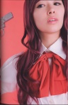aya_rie blouse cosplay gun kirijou_mitsuru megami_tensei persona persona_3 pistol red_hair school_uniform seiyuu_joke tanaka_rie rating:Safe score:1 user:nil!