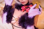 bed blonde_hair cosplay dangerous_beast elbow_gloves fate/grand_order fate/series gloves jill_(ii) marshmallow_beast mash_kyrielight rating:Safe score:0 user:nil!