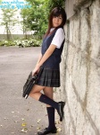 arata_chika blouse bookbag hairband kneesocks pleated_skirt school_uniform skirt sweater_vest rating:Safe score:1 user:nil!