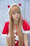 blonde_hair dress hood ichinomiya_kanna santa_costume shawl rating:Safe score:0 user:pixymisa
