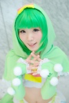 bloomers cosplay detached_sleeves gachapin green_hair hirake!_ponkikki hoodie kurasaka_kururu leggings tubetop rating:Safe score:0 user:pixymisa