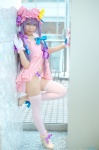 amatsuka_miyu babydoll bikini_bottom cosplay gloves hat patchouli_knowledge purple_hair swimsuit thighhighs touhou twintails rating:Safe score:9 user:nil!