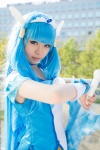 aoki_reika asagiri_moni blouse blue_eyes blue_hair bow choker cosplay cure_beauty gauntlets pleated_skirt pretty_cure skirt smile_precure! sword tiara rating:Safe score:0 user:pixymisa