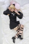 bed blonde_hair boots cosplay detached_sleeves dress enako golden_darkness hairbows to_love-ru twintails rating:Safe score:1 user:nil!
