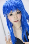 ahoge bikini blue_hair cosplay himemiya_mahore izumi_konata lucky_star midriff ponytail swimsuit vest rating:Safe score:2 user:pixymisa