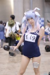 asami_(iii) blue_hair cosplay hairbows i-19_(kantai_collection) kantai_collection pantyhose school_swimsuit sheer_legwear swimsuit twintails rating:Safe score:0 user:nil!