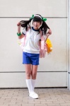 backpack bakemonogatari cosplay hachikuji_mayoi hairband hair_ribbons kinakoro kneesocks shorts tshirt twintails wristband rating:Safe score:1 user:pixymisa