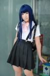 blouse blue_hair bookbag bowtie cosplay furude_rika higurashi_no_naku_koro_ni nekosawa_misako pleated_skirt school_uniform skirt rating:Safe score:0 user:pixymisa