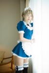 apron blonde_hair cat_(model) choker costume dress hairband maid maid_uniform thighhighs zettai_ryouiki rating:Safe score:0 user:nil!