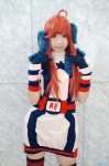 ahoge cosplay default_costume dress gloves headset red_hair sf-a2_miki striped thighhighs vocaloid zero_inch zettai_ryouiki rating:Safe score:1 user:nil!