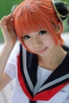 cosplay gintama glasses hair_bun kagura natsuka orange_hair sailor_uniform school_uniform rating:Safe score:2 user:nil!