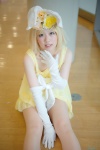 babydoll blonde_hair blue_eyes bow cosplay elbow_gloves flowers gloves hairbow kagamine_rin pantyhose pettipants ruu sheer_legwear vocaloid rating:Safe score:0 user:pixymisa