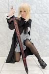 blonde_hair cosplay dress fate/hollow_ataraxia fate/series jacket maropapi saber_alter sword thighhighs rating:Safe score:1 user:pixymisa