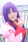 bakemonogatari blouse cosplay natsume_rin purple_hair school_uniform senjougahara_hitagi tie rating:Safe score:0 user:nil!