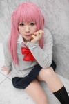 ayasaki_remi blouse bowtie cosplay hori-san_to_miyamura-kun kneesocks pantyhose pink_hair pleated_skirt sheer_legwear skirt sweater twintails yuchi rating:Safe score:0 user:pixymisa