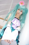 aqua_hair cosplay detached_sleeves dress hatsune_miku kei_(ii) thighhighs twintails vocaloid zettai_ryouiki rating:Safe score:0 user:nil!