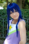 ahoge blue_hair cheerleader_uniform cosplay dress izumi_konata lucky_star rin rating:Safe score:0 user:nil!