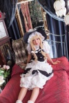 apron bed blonde_hair bloomers cosplay dress kirisame_marisa love_saotome skirt socks touhou vest witch_hat rating:Safe score:0 user:nil!