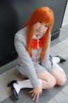blazer bleach blouse cosplay inoue_orihime kneesocks orange_hair pleated_skirt saki school_uniform skirt rating:Safe score:0 user:nil!