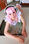 apron arai_yomi cosplay headphones nearly_naked_apron nitro_super_sonic panties pink_hair soniko_nuija_imashita super_soniko rating:Safe score:0 user:nil!