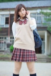 blouse bookbag kneesocks misoshiru pleated_skirt school_uniform skirt sweater_vest rating:Safe score:0 user:nil!