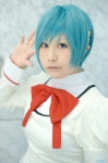 blouse blue_hair cosplay hatomune miki_sayaka puella_magi_madoka_magica school_uniform vest rating:Safe score:0 user:nil!