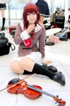 cosplay hino_kahoko instrument kiniro_no_corda moeka red_hair school_uniform socks violin rating:Safe score:0 user:nil!