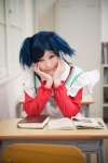 apron blue_hair books classroom cosplay maid maid_uniform mimi my-otome nina_wang school_uniform rating:Safe score:0 user:nil!