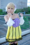 blonde_hair colorful_x_melody_(vocaloid) cosplay detached_sleeves dress ear_muffs kagamine_rin makoko microphone project_diva thighhighs vocaloid zettai_ryouiki rating:Safe score:0 user:nil!