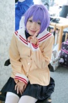 ameri clannad cosplay fujibayashi_ryou hair_ribbon miniskirt pleated_skirt purple_hair sailor_uniform school_uniform skirt thighhighs rating:Safe score:0 user:nil!