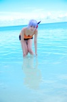 ayane_(doa) camisole cleavage cosplay dead_or_alive denim headband ocean purple_hair shorts tachibana_minami wet rating:Safe score:0 user:nil!