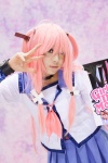 angel_beats! choker cosplay hair_ribbons hatsuki_mia pink_hair pleated_skirt sailor_uniform school_uniform skirt twintails yui_(angel_beats!) rating:Safe score:0 user:pixymisa