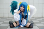 blue_hair boots cosplay dizzy garters guilty_gear hairbow masaki_aizou monokini one-piece_swimsuit pantyhose swimsuit thighhighs twintails wings rating:Safe score:1 user:nil!