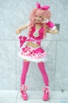 blouse boots choker cosplay croptop cure_melody hairbow himemiya_mahore houjou_hibiki miniskirt pink_hair pretty_cure skirt suite_precure thighhighs twintails zettai_ryouiki rating:Safe score:3 user:pixymisa
