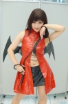 black/matrix cosplay demon_girl domina iriru jacket miniskirt pantyhose skirt tubetop whip wings rating:Safe score:1 user:nil!