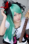 aqua_hair cosplay dress guitar hair_ribbons hasui_yuuri hatsune_miku thighhighs twintails vocaloid world_is_mine_(vocaloid) zettai_ryouiki rating:Safe score:0 user:nil!