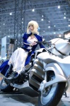 blonde_hair boots cosplay dress fate/series fate/stay_night jacket maropapi motorcycle saber rating:Safe score:1 user:nil!