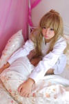 aisaka_taiga bed blonde_hair blouse cosplay igarashi_natsumi pantyhose school_uniform sweet_plus_-_natmu_mix toradora! rating:Safe score:1 user:nil!