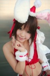 animal_ears bunny_ears cosplay cuffs hair_ribbons halter_top kipi midriff santa_costume stocking_cap suzumiya_haruhi suzumiya_haruhi_no_yuuutsu rating:Safe score:4 user:nil!