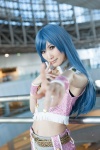 blouse blue_hair cosplay idolmaster kisaragi_chihaya miniskirt skirt tam wristband rating:Safe score:0 user:pixymisa