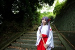cosplay hiiragi_kagami kanda_midori lucky_star miko purple_hair rating:Safe score:0 user:xkaras