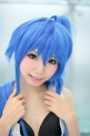 ahoge bikini_top blue_hair cosplay croptop himemiya_mahore izumi_konata lucky_star swimsuit rating:Safe score:1 user:pixymisa