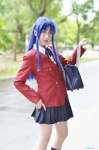 blazer blouse blue_hair bookbag cosplay kawashima_ami kneesocks nora pleated_skirt school_uniform skirt toradora! rating:Safe score:0 user:nil!