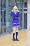 ayase_eri blazer blonde_hair blouse cosplay kneesocks love_live!_school_idol_project nagisa_yui pantyhose pleated_skirt ponytail school_uniform sheer_legwear skirt rating:Safe score:1 user:nil!